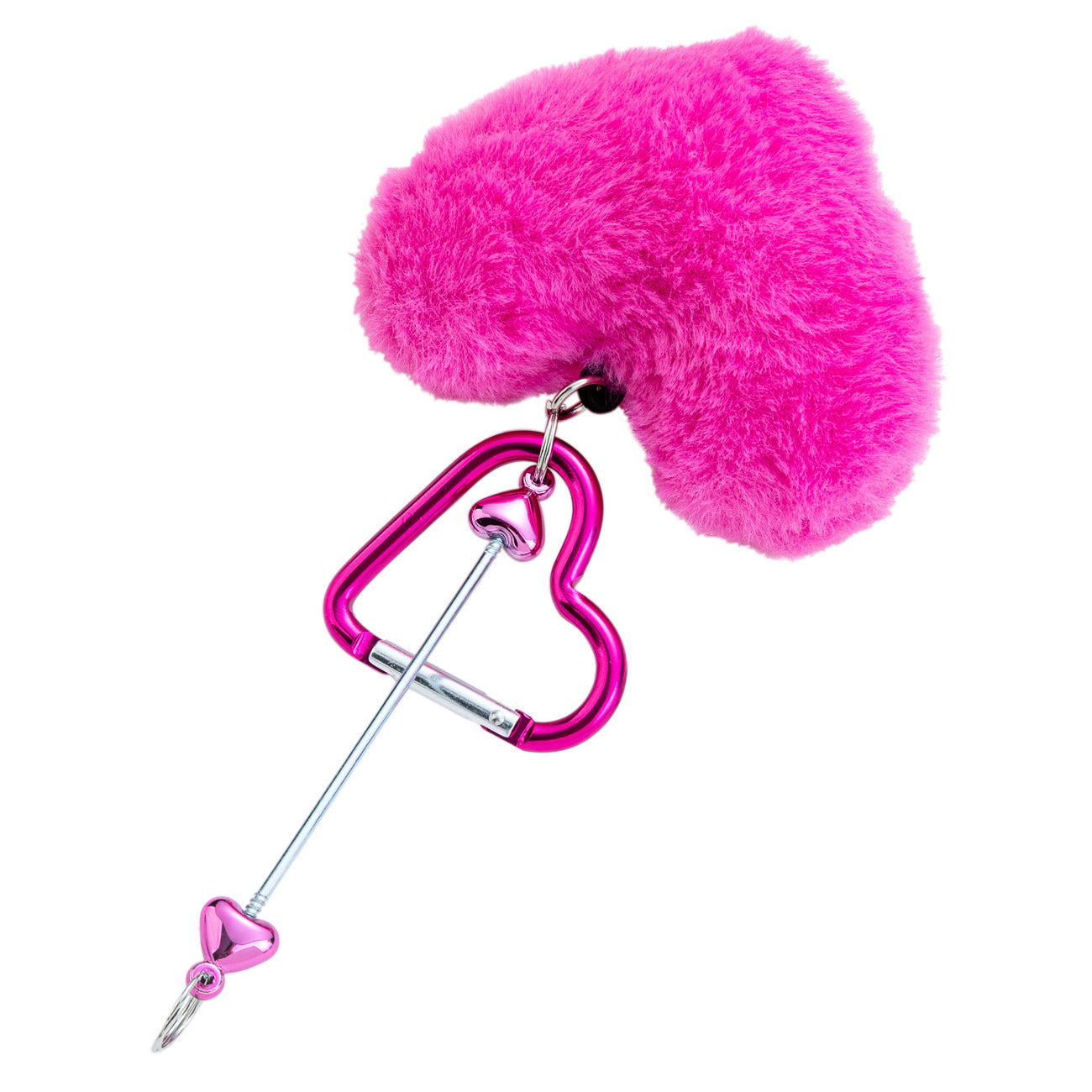Wholesale New DIY beadable PomPom love mountaineering buckle plush keychains